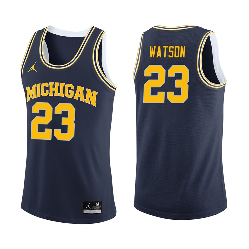 Michigan Wolverines Men's NCAA Ibi Watson #23 Navy College Basketball Jersey TSY8349YX